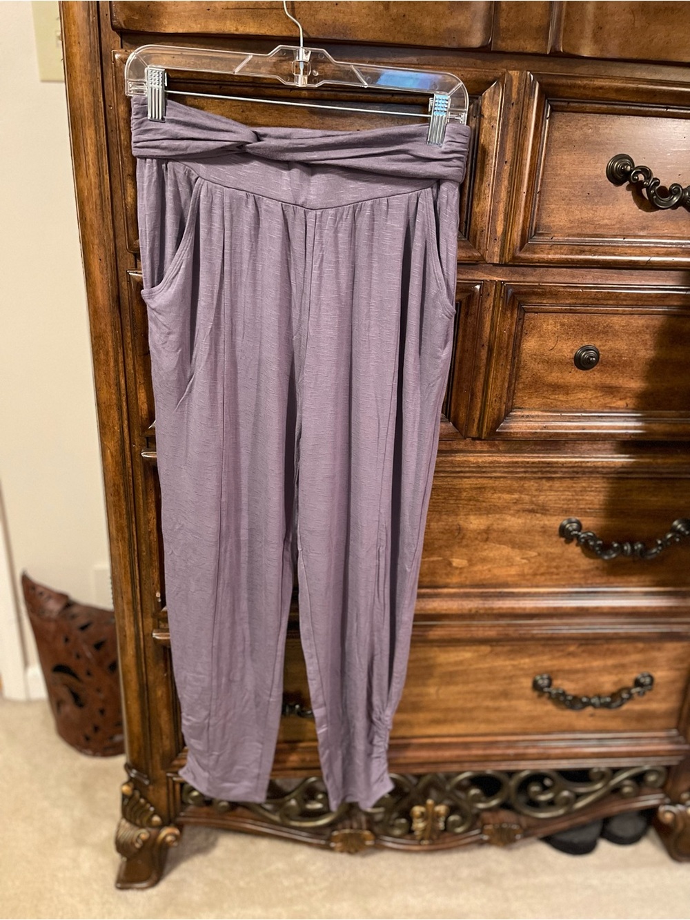 Anthropologie Dusty Grey Twist-Waist Skinny Lounge Pants